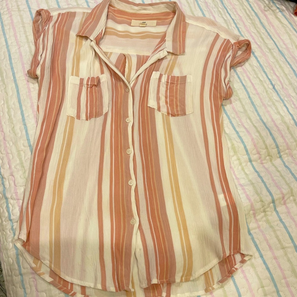 Thread & Supply Button Down Soft Stripe BlouseSize L